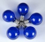 100 G30 Globe String Light Set with Blue Satin Bulbs on Green Wire