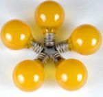 25 G30 Globe Light String Set with Yellow Satin Bulbs on Black Wire