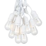 50 Clear S14 Commercial Grade Suspended Light String Set on 100' of White Wire 