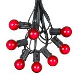 100 G30 Globe String Light Set with Red Satin Bulbs on Black Wire