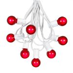 100 G30 Globe String Light Set with Red Satin Bulbs on White Wire
