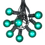 100 G40 Globe String Light Set with Green Bulbs on Black Wire