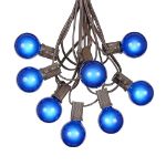 100 G40 Globe String Light Set with Blue Bulbs on Brown Wire
