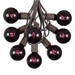 100 G50 Globe Light String Set with Black Light Bulbs (Very Dark Purple) on Brown Wire
