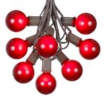 100 G50 Globe Light String Set with Red Bulbs on Brown Wire