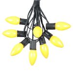 C9 25 Light String Set with Ceramic Yellow Bulbs on Black Wire