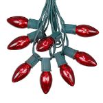 100 C9 Christmas Light Set - Red Bulbs - Green Wire