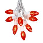 100 C9 Christmas Light Set - Orange Bulbs - White Wire