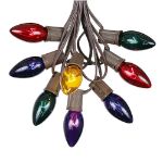 100 C9 Christmas Light Set - Assorted Bulbs - Brown Wire