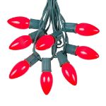 100 C9 Ceramic Christmas Light Set - Red - Green Wire