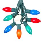 100 C9 Ceramic Christmas Light Set - Assorted - Green Wire