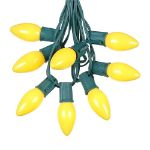100 C9 Ceramic Christmas Light Set - Yellow - Green Wire