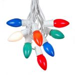 100 C9 Ceramic Christmas Light Set - Multi - White Wire