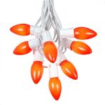 100 C9 Ceramic Christmas Light Set - Orange - White Wire
