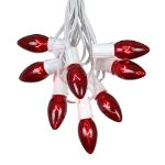 25 Twinkling C9 Christmas Light Set - Red - White Wire