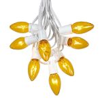25 Twinkling C9 Christmas Light Set - Yellow - White Wire