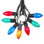 100 C9 Ceramic Christmas Light Set - Multi - Black Wire