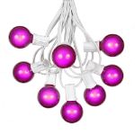 100 G40 Globe String Light Set with Purple Satin Bulbs on White Wire