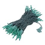 Green Christmas Mini Lights 100 Light 50 Feet Long on Green Wire