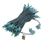 Green Christmas Mini Lights 100 Light 50 Feet Long on Green Wire