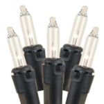 Black Wire Clear Christmas Mini Lights 50 Light 25 Feet Long