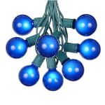 25 G50 Globe Light String Set with Blue Bulbs on Green Wire