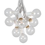 25 G50 Globe Light String Set with Clear Bulbs on White Wire