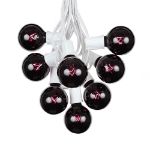 25 G50 Globe Light String Set with Black Light Bulbs (Very Dark Purple) on White Wire