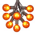 25 G50 Globe Light String Set with Orange Bulbs on Brown Wire