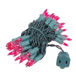 Pink 50 Light 11' Long Green Wire Christmas Mini Lights