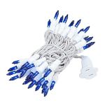 Blue 50 Light 11' Long White Wire Christmas Mini Lights