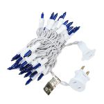 Blue 50 Light 11' Long White Wire Christmas Mini Lights