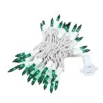 Green 50 Light 11' Long White Wire Christmas Mini Lights