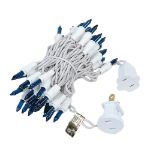 Teal 50 Light 11' Long White Wire Christmas Mini Lights
