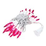 Pink 50 Light 11' Long White Wire Christmas Mini Lights