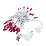 Pink 50 Light 11' Long White Wire Christmas Mini Lights