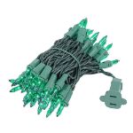 Green 50 Light 11' Long Green Wire Christmas Mini Lights