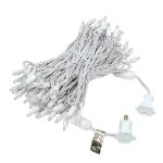 Commercial Grade Wide Angle 100 LED Warm White 50' Long on White Wire