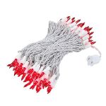 Red Christmas Mini Lights 100 Light 50 Feet Long on White Wire