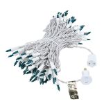 Teal Christmas Mini Lights 100 Light 50 Feet Long on White Wire
