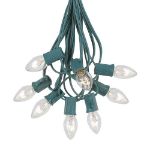 C7 25 Light String Set with Clear Bulbs on Green Wire