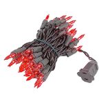 Red Christmas Mini Lights 50 Light on Brown Wire 11 Feet Long
