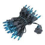 Teal Christmas Mini Lights 50 Light on Black Wire 11 Feet Long