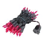 Pink Christmas Mini Lights 50 Light on Black Wire 11 Feet Long