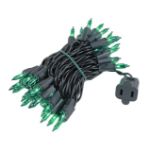 Green Christmas Mini Lights 50 Light on Black Wire 11 Feet Long