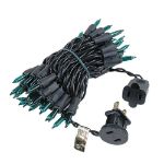 Green Christmas Mini Lights 50 Light on Black Wire 11 Feet Long