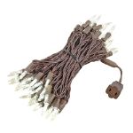 70 Light Traditional T5 Warm White LED Mini Lights Brown Wire