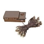 50 LED Battery Operated Lights Warm White Brown Wire