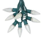 25 Light String Set with Warm White LED C9 Bulbs on Green Wire