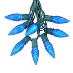 25 Light String Set with Blue LED C9 Bulbs on Green Wire